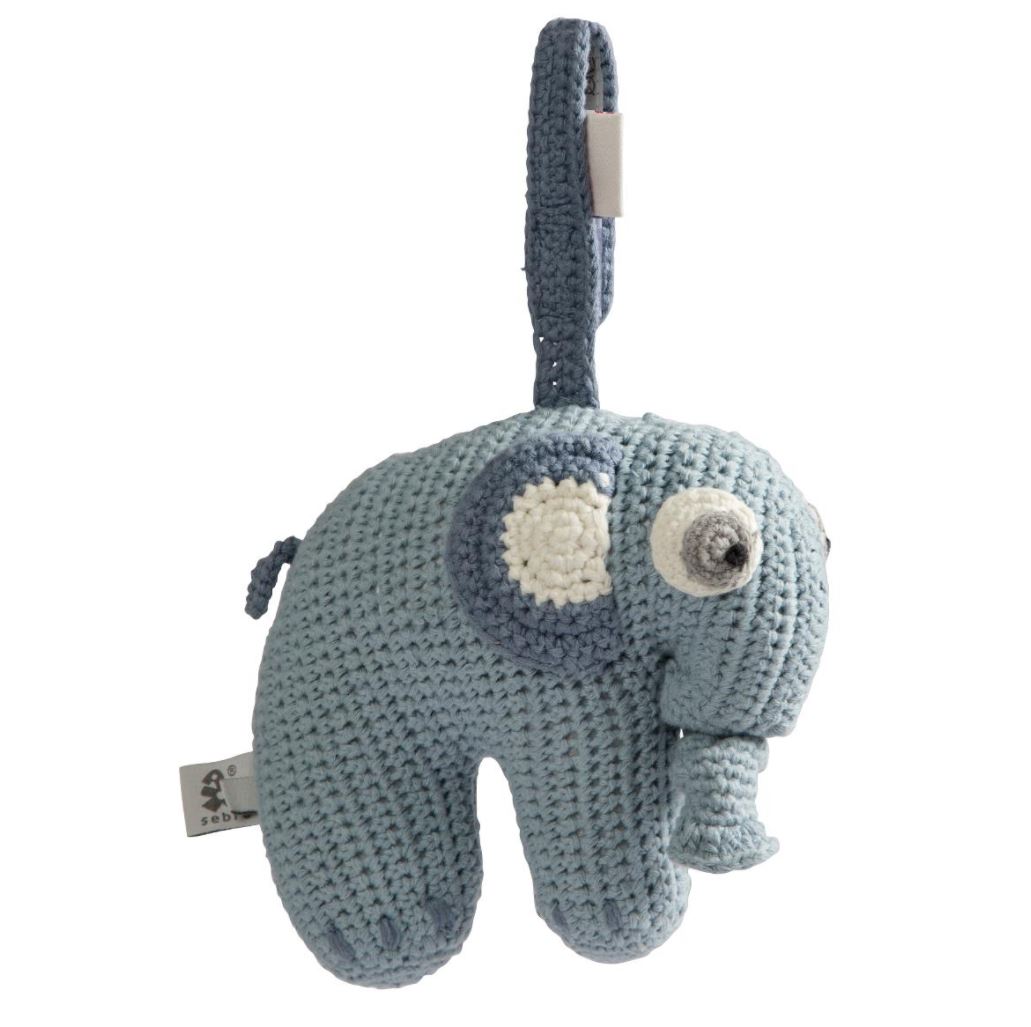 Häkel-Spieluhr, Fanto der Elephant, powder blue