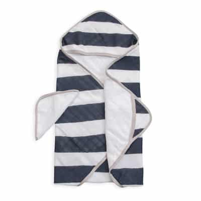 Hooded Towel & Wash Cloth Set - Navy Stripe