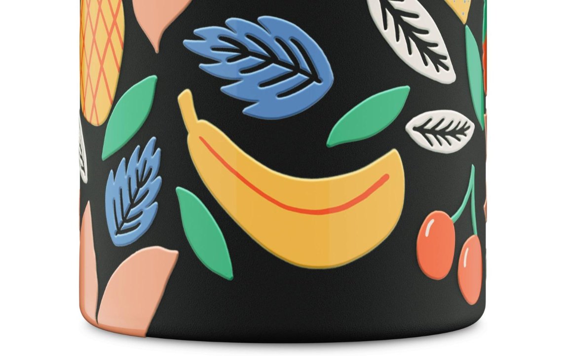 Banane, Frucht, Bananenmuster, bunt, schwarzer Hintergrund