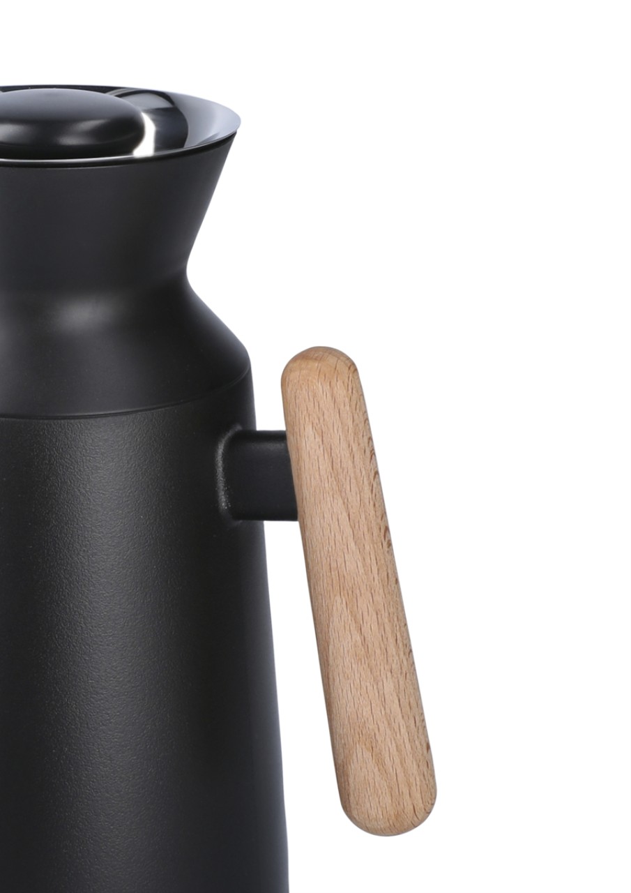 Kaffeekanne, Stangenholzgriff, Holzgriff, Schwarz, Kapselkaffeeeinstellung