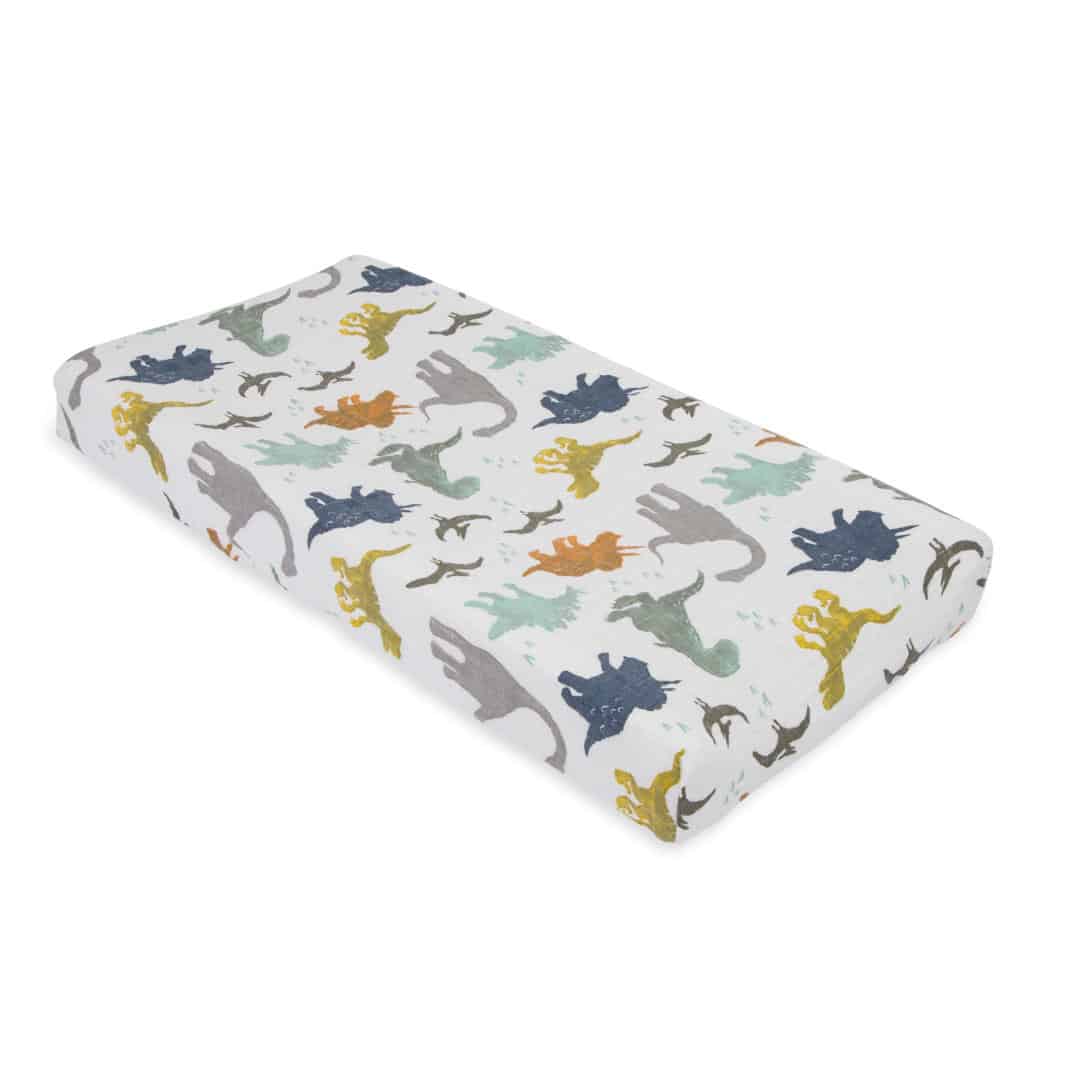 Cotton Muslin Changing Pad Cover - Dino Friends