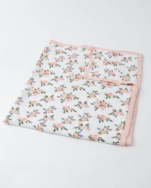 Big Kid Cotton Muslin Quilt - Watercolor Roses