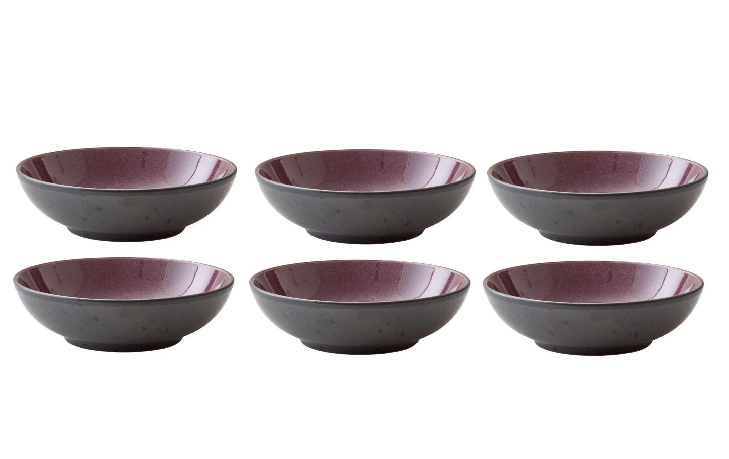 Schalen, Schüssel, Porzellan, Lila Innenfarbe, 6er-Set