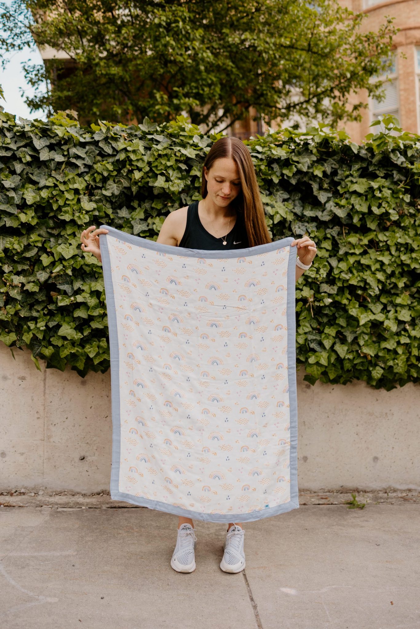 Deluxe Muslin Baby Blanket - Rainbows & Raindrops