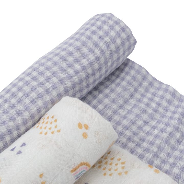 Deluxe Muslin Swaddle 2 Pack - Rainbow Gingham