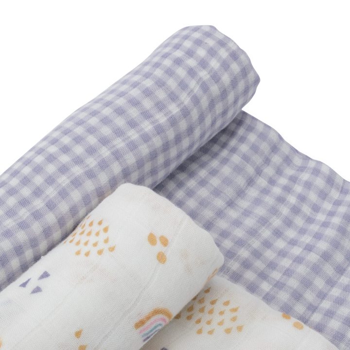 Deluxe Muslin Swaddle 2 Pack - Rainbow Gingham Deluxe Muslin Swaddle 2 Pack - Rainbow Gingham