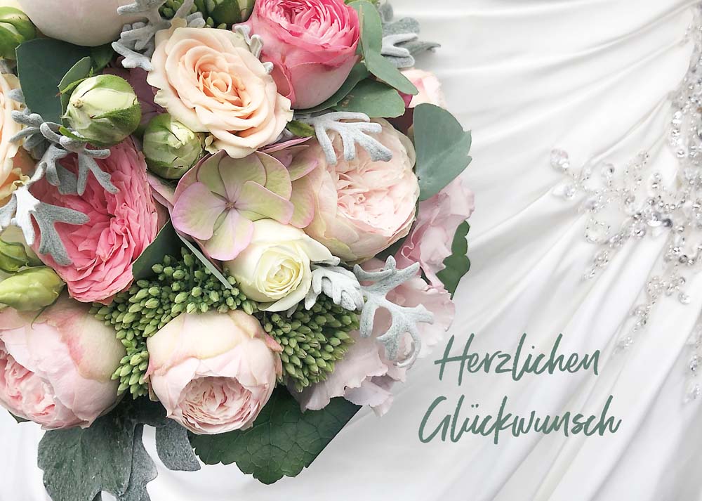 Herzlichen Glückwunsch - Grusskarte mit Blumenstrauss