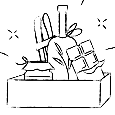Schokoladenstückchen, Kekse, Backwaren, Präsentkorb, Mixing-Box