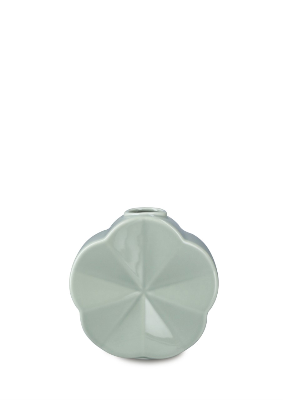 flasche, vaso, floral form, gemustert, grüner glas