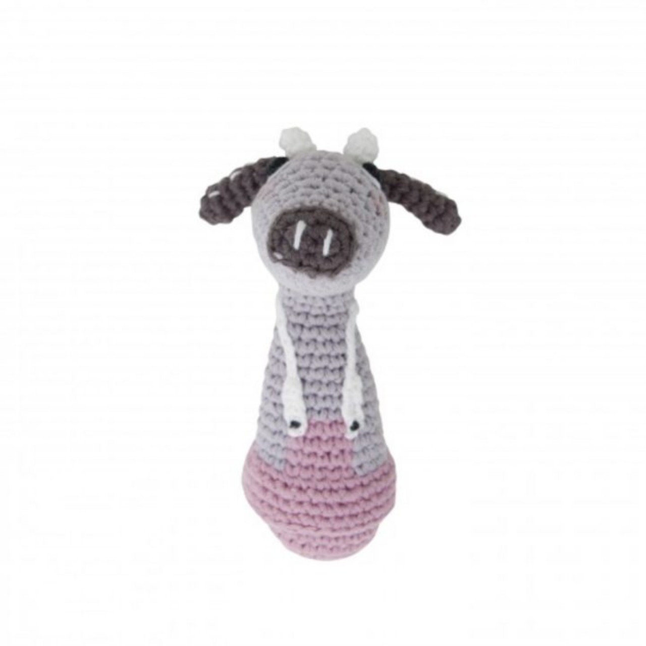 amigurumi, Schaf, Häkelfigur, grau-pink, Kuscheltier