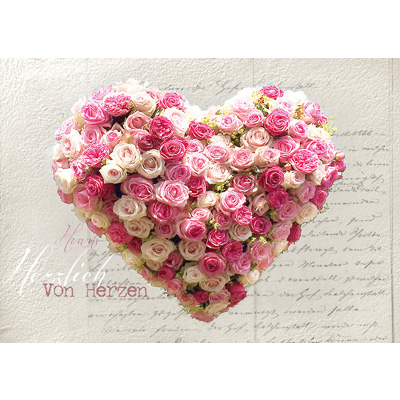 Von Herzen - Grusskarte mit Rosen