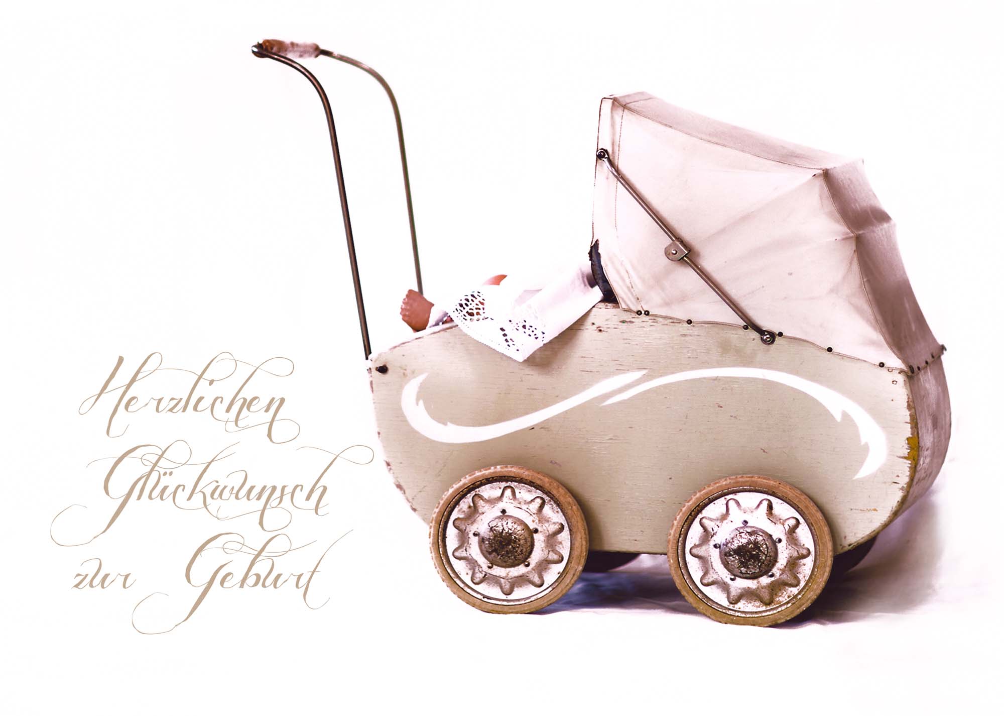 Zur Geburt - Grusskarte Kinderwagen