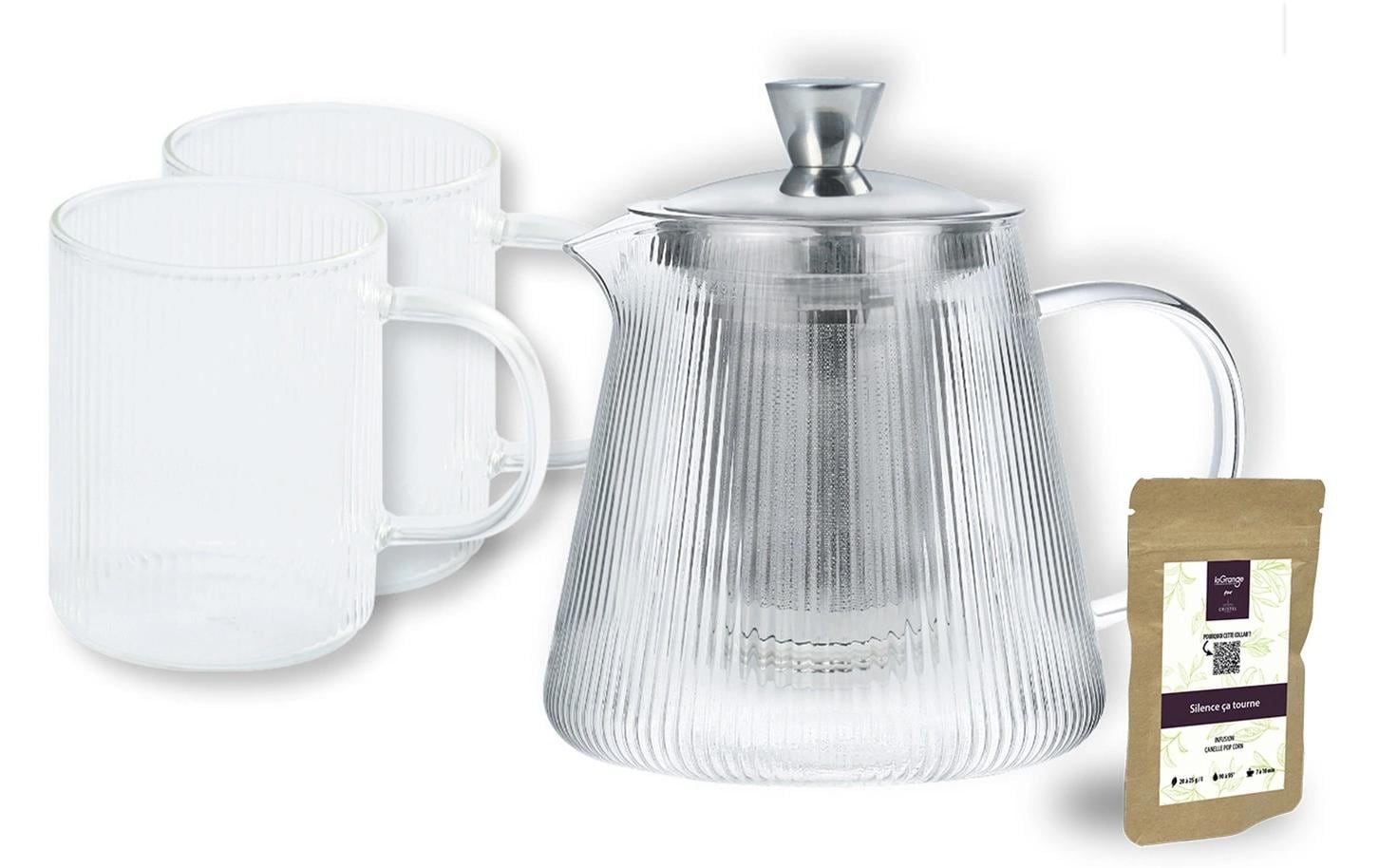 glas_teekanne, glas_teekanne, teekanne_und_tassen, glas_tee_pot_mit_thermos, tee_tassen