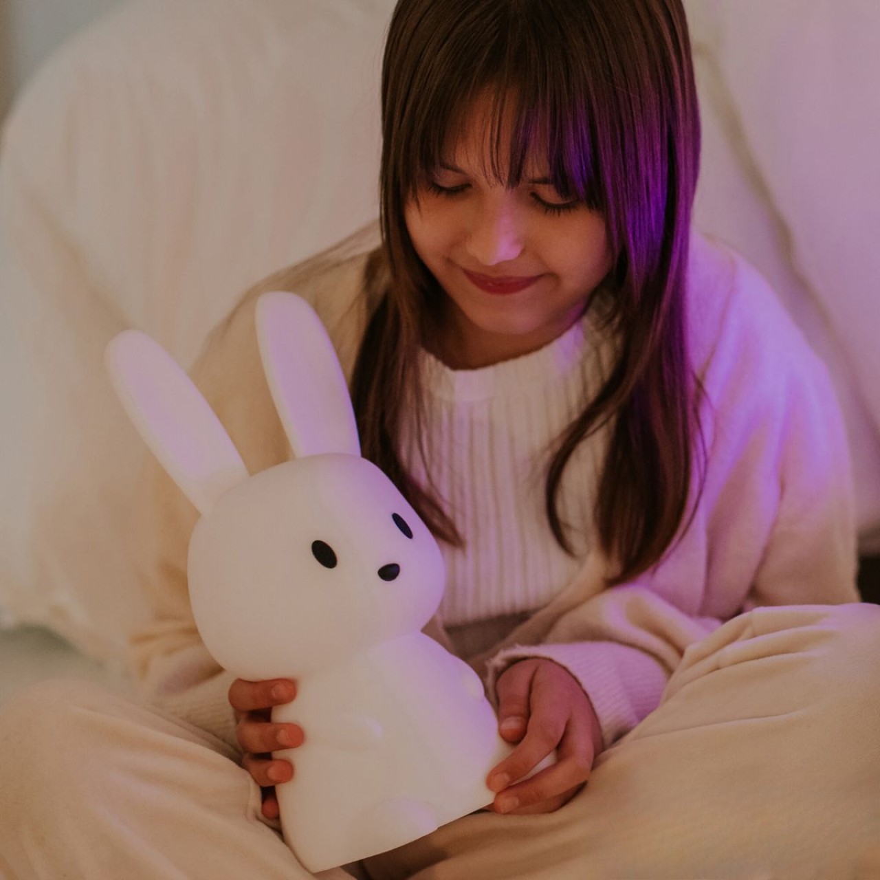 Glücklich, Kopf, Person, Lächeln, Schmerz, Rabbit-Lampe, LED-Lampe, Nachtlicht, Weißes Spielzeug, Kinder-Deko