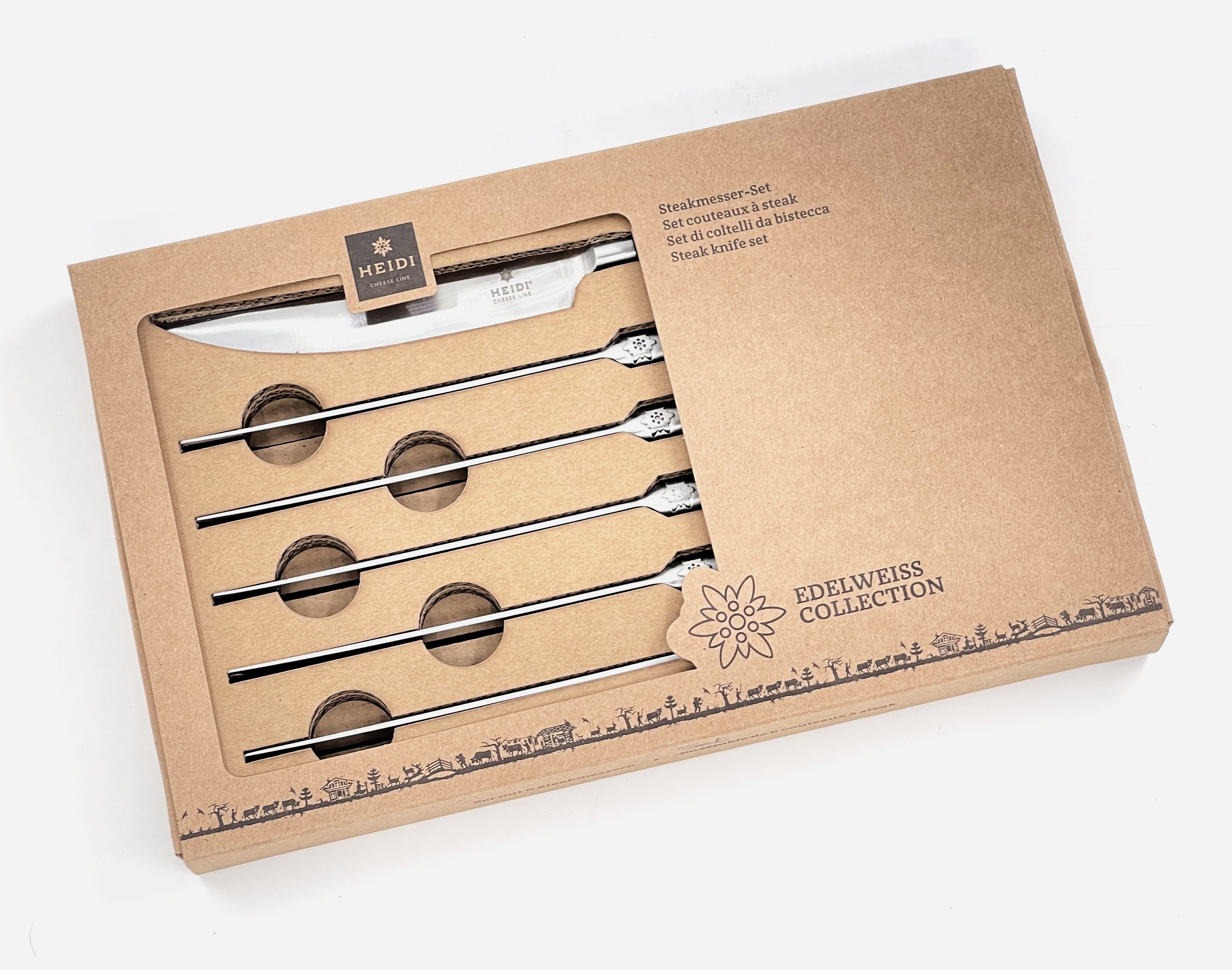 Steakmesser Set 6-teilig mit Edelweiss-Kropf