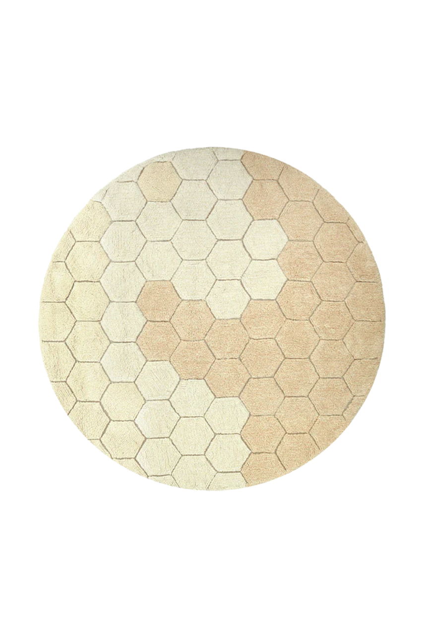 Runder Teppich Honeycomb, Elfenbein/Vanille/Gold