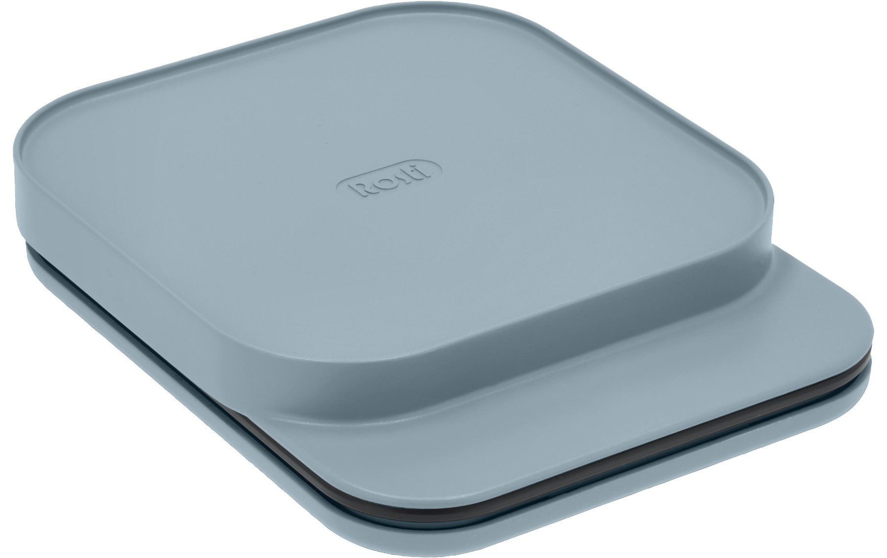 brotdose, rutschfest, eckig, silber-blau, deckel