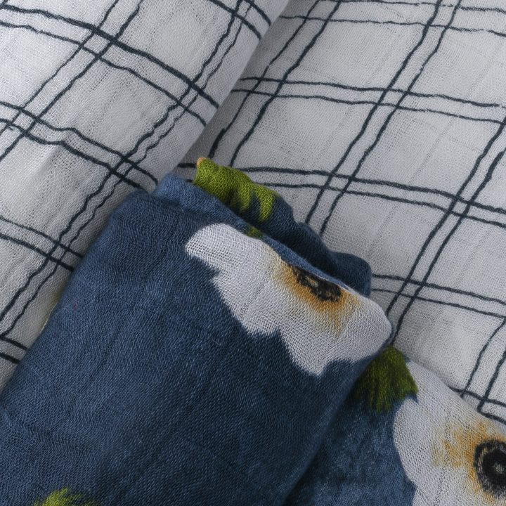 Deluxe Muslin Swaddle 2 Pack - White Anemone Deluxe Muslin Swaddle 2 Pack - White Anemone