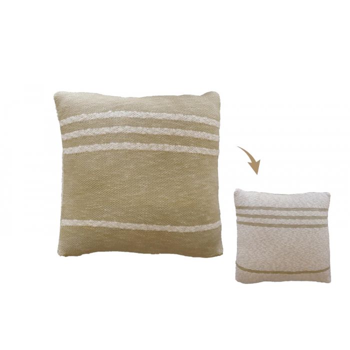 Knitted Cushion Duetto Olive - Natural