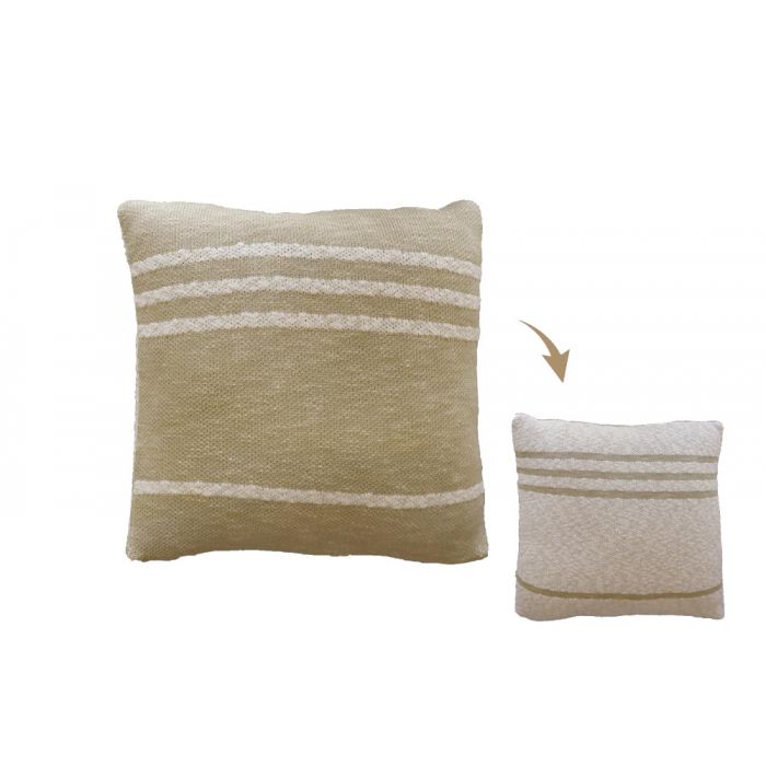 Knitted Cushion Duetto Olive - Natural Knitted Cushion Duetto Olive - Natural