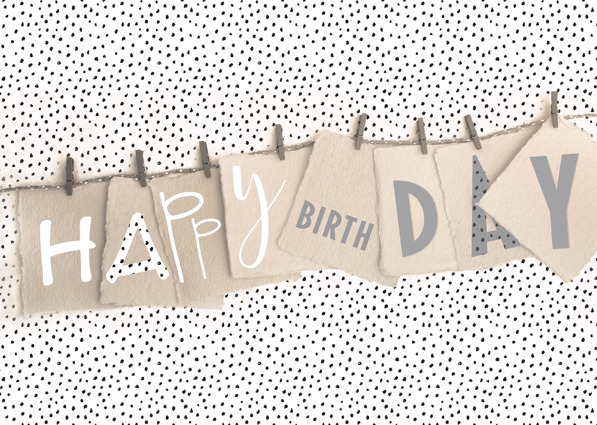 Happy Birthday - Grusskarte Wäscheleine
