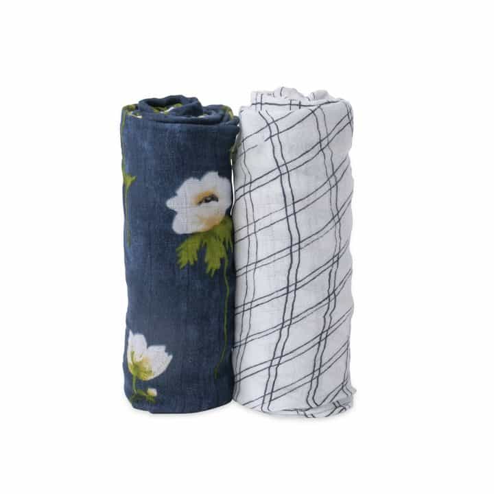 Deluxe Muslin Swaddle 2 Pack - White Anemone Deluxe Muslin Swaddle 2 Pack - White Anemone