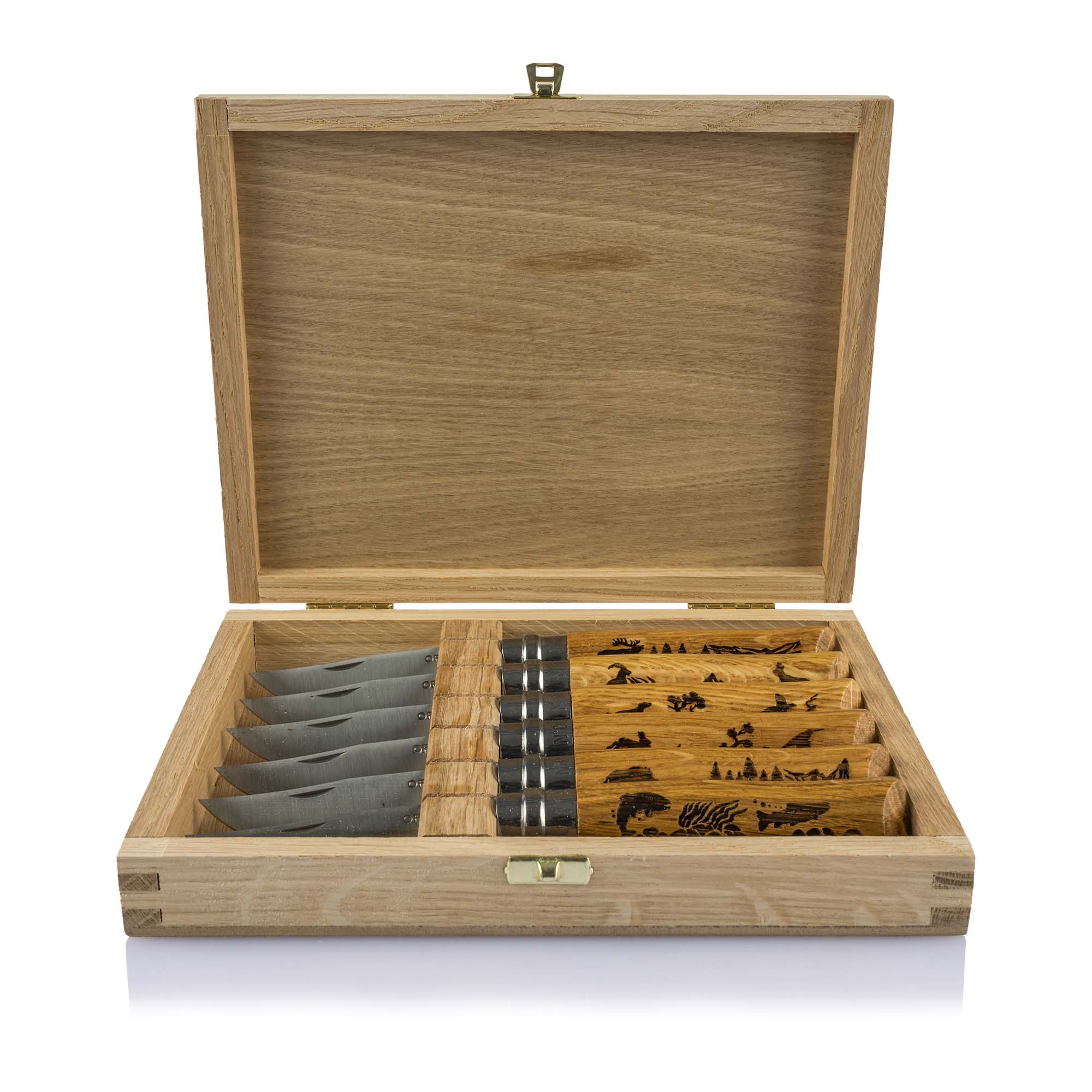 Opinel Holzschatulle mit 6 N°08 Animalia Taschenmesser Opinel Holzschatulle mit 6 N°08 Animalia Taschenmesser