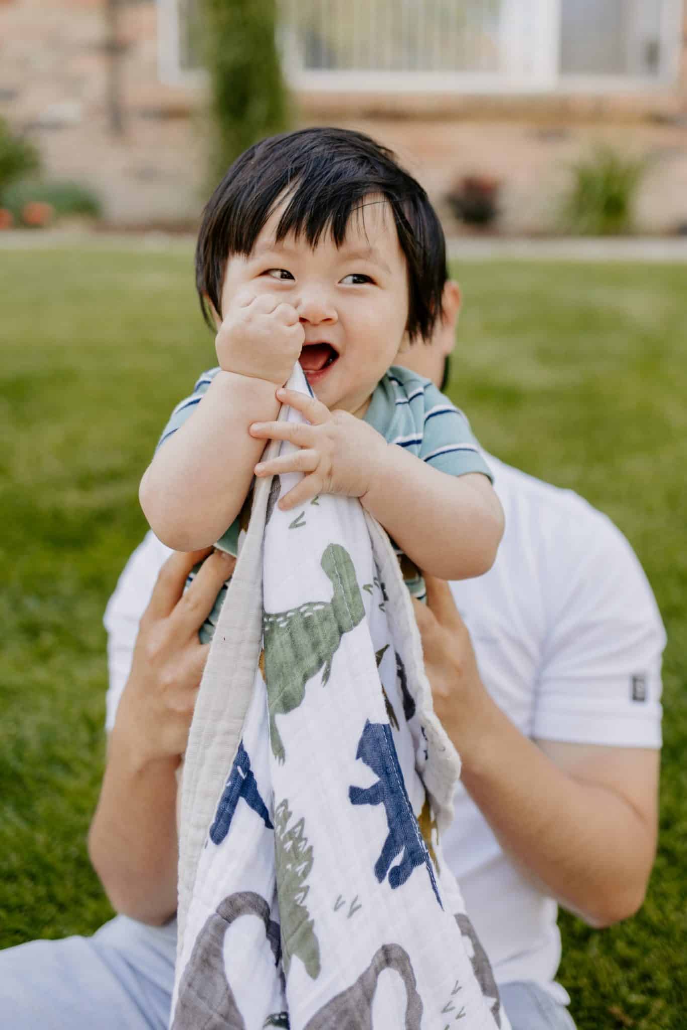 Cotton Muslin Baby Blanket - Dino Friends