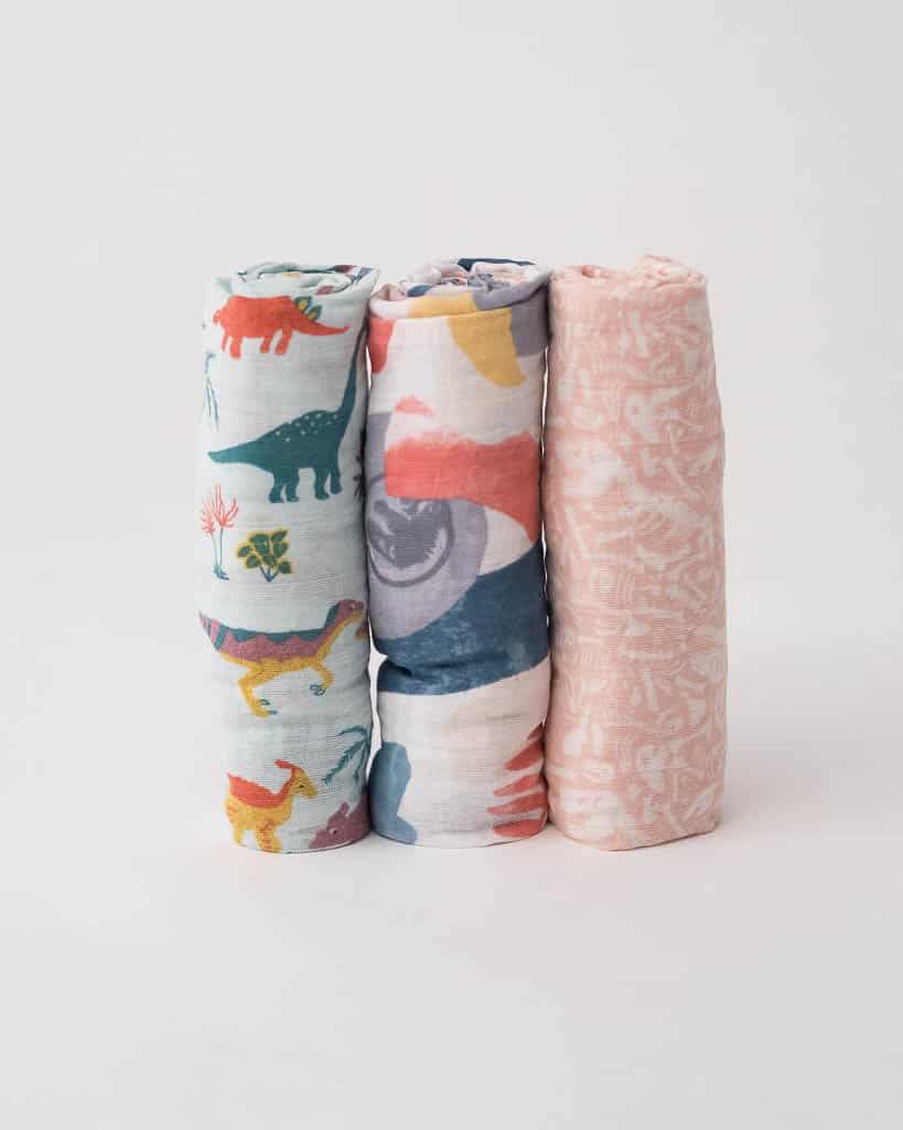 Cotton Muslin Swaddle 3 Pack - Embroidosaurus