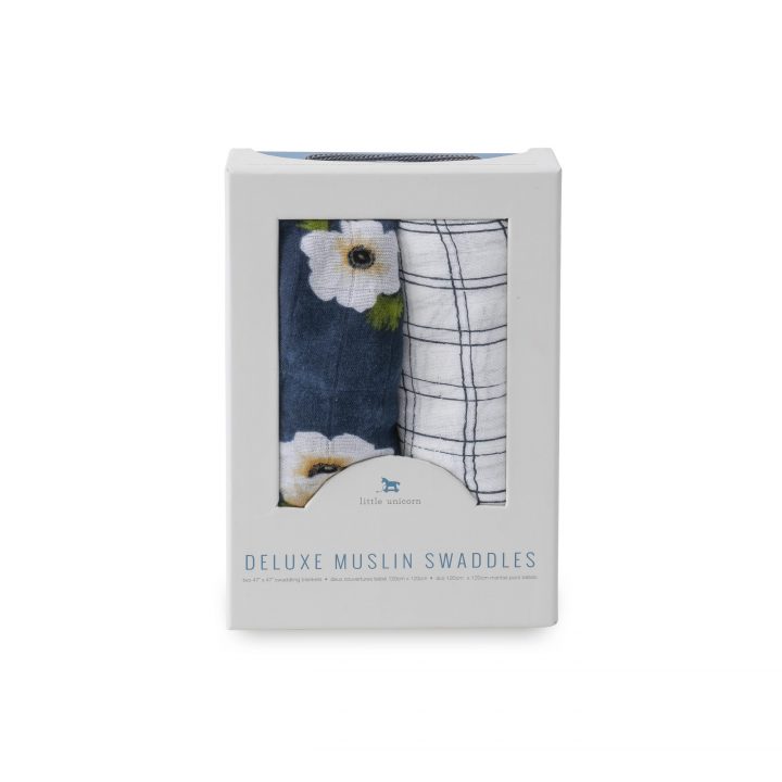 Deluxe Muslin Swaddle 2 Pack - White Anemone Deluxe Muslin Swaddle 2 Pack - White Anemone