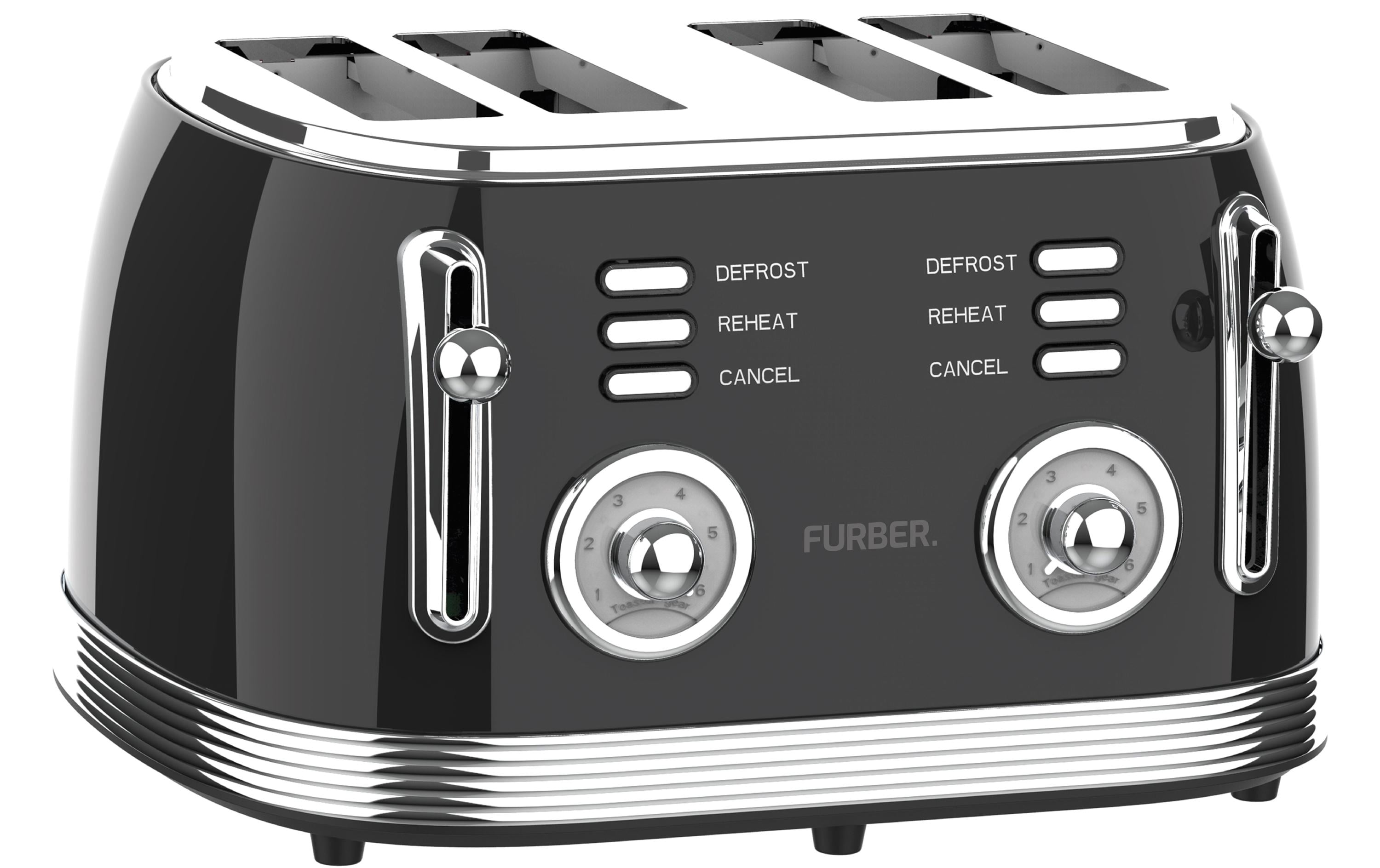 FURBER Retro Toaster 4 Schlitz Schwarz