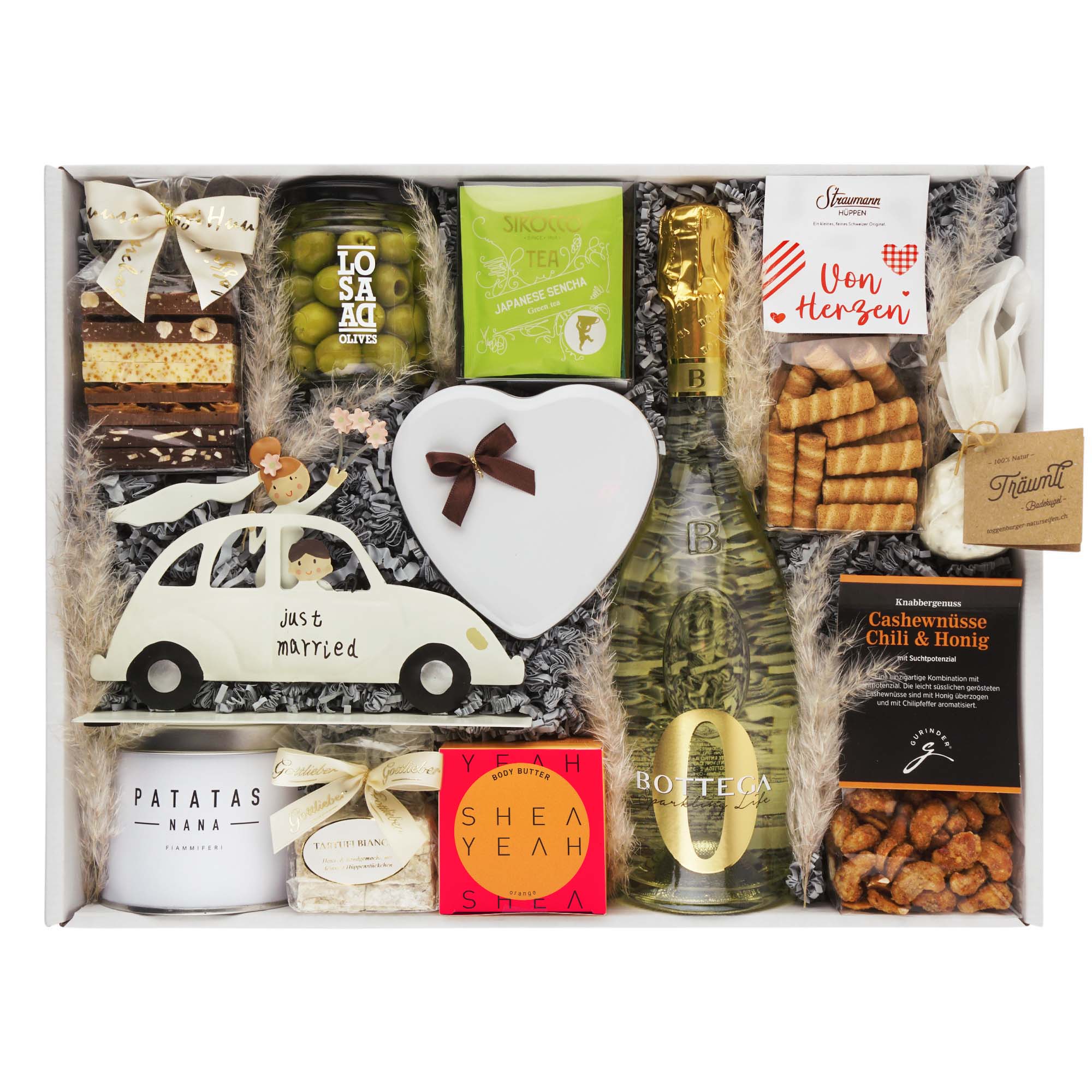 Geschenkkorb Hochzeit "Just Married" (Alkoholfrei)