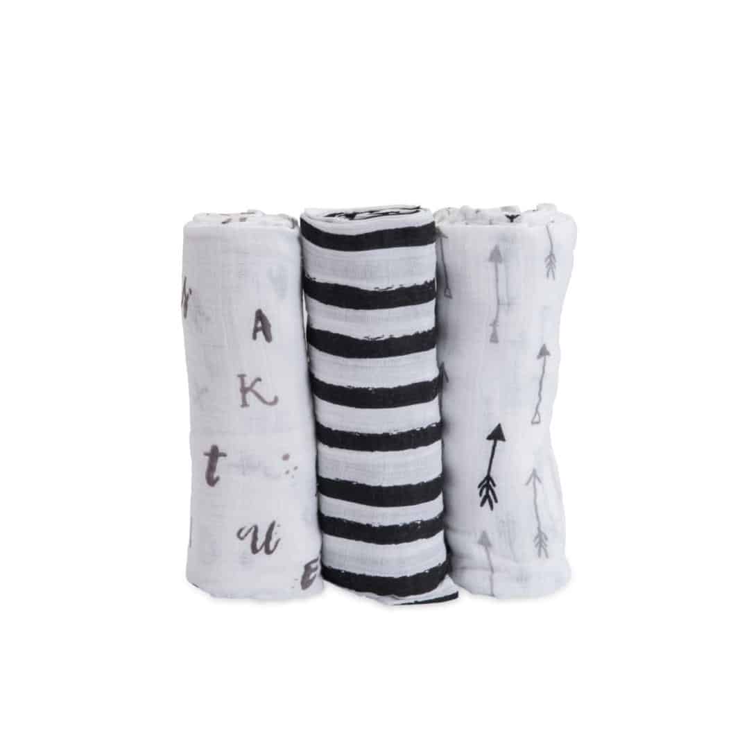 Cotton Muslin Swaddle 3 Pack - Black & White