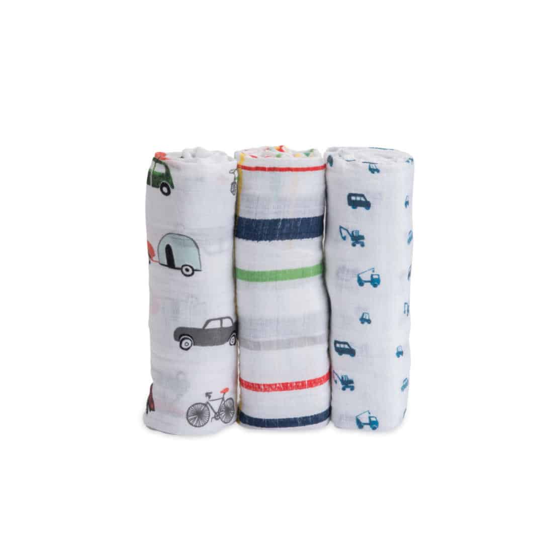 Cotton Muslin Swaddle 3 Pack - Traffic Jam Cotton Muslin Swaddle 3 Pack - Traffic Jam