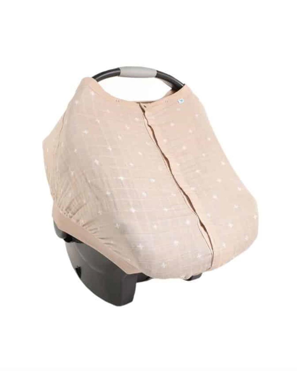 Baumwoll-Muslin Sonnendach Taupe Cross