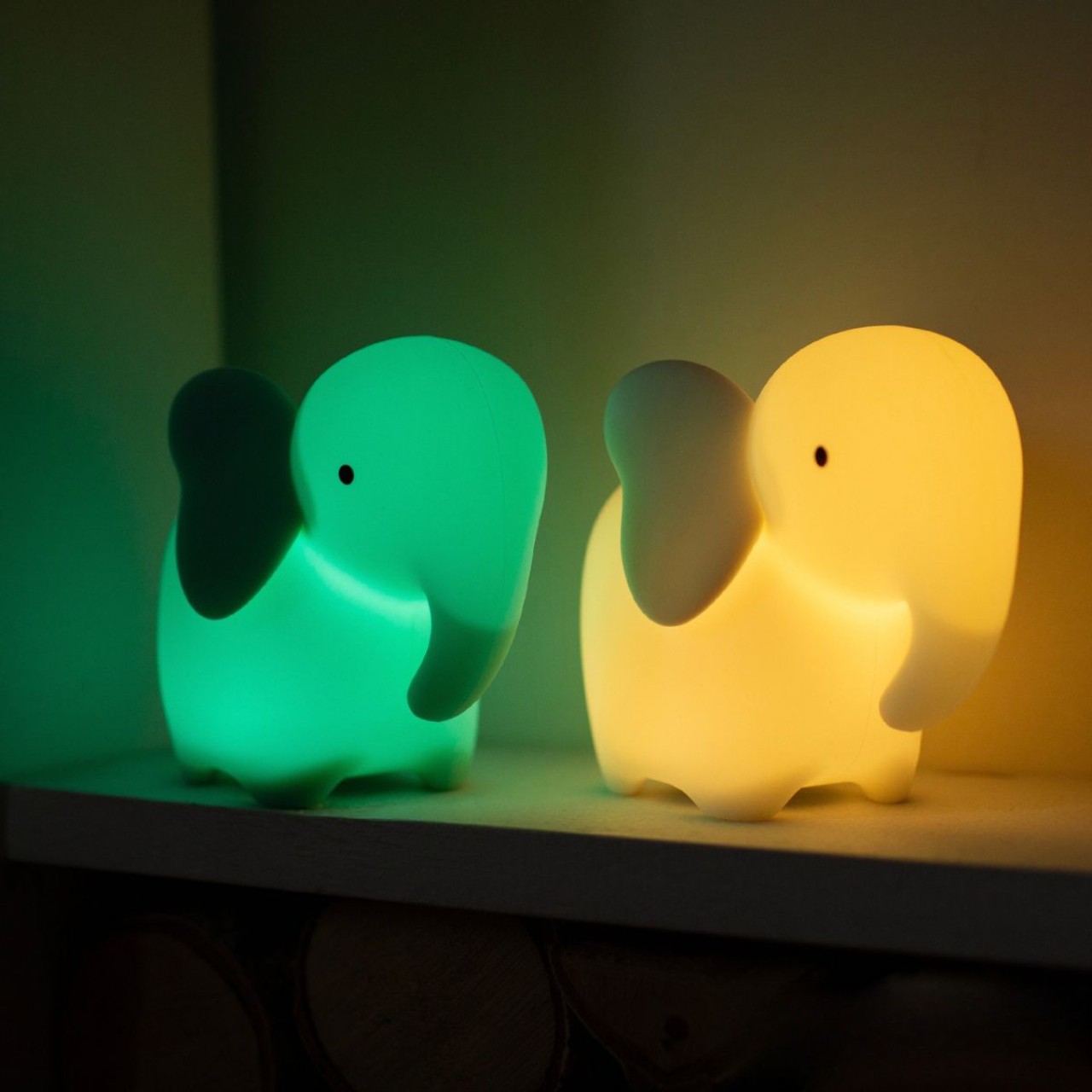 Spielzeug, LED-Lampe, Nachtlicht, Elefant, grün, gelb