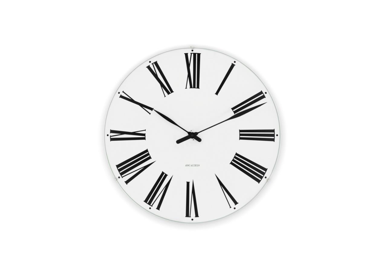 Roman Wanduhr, 48cm, Weiss/Schwarz