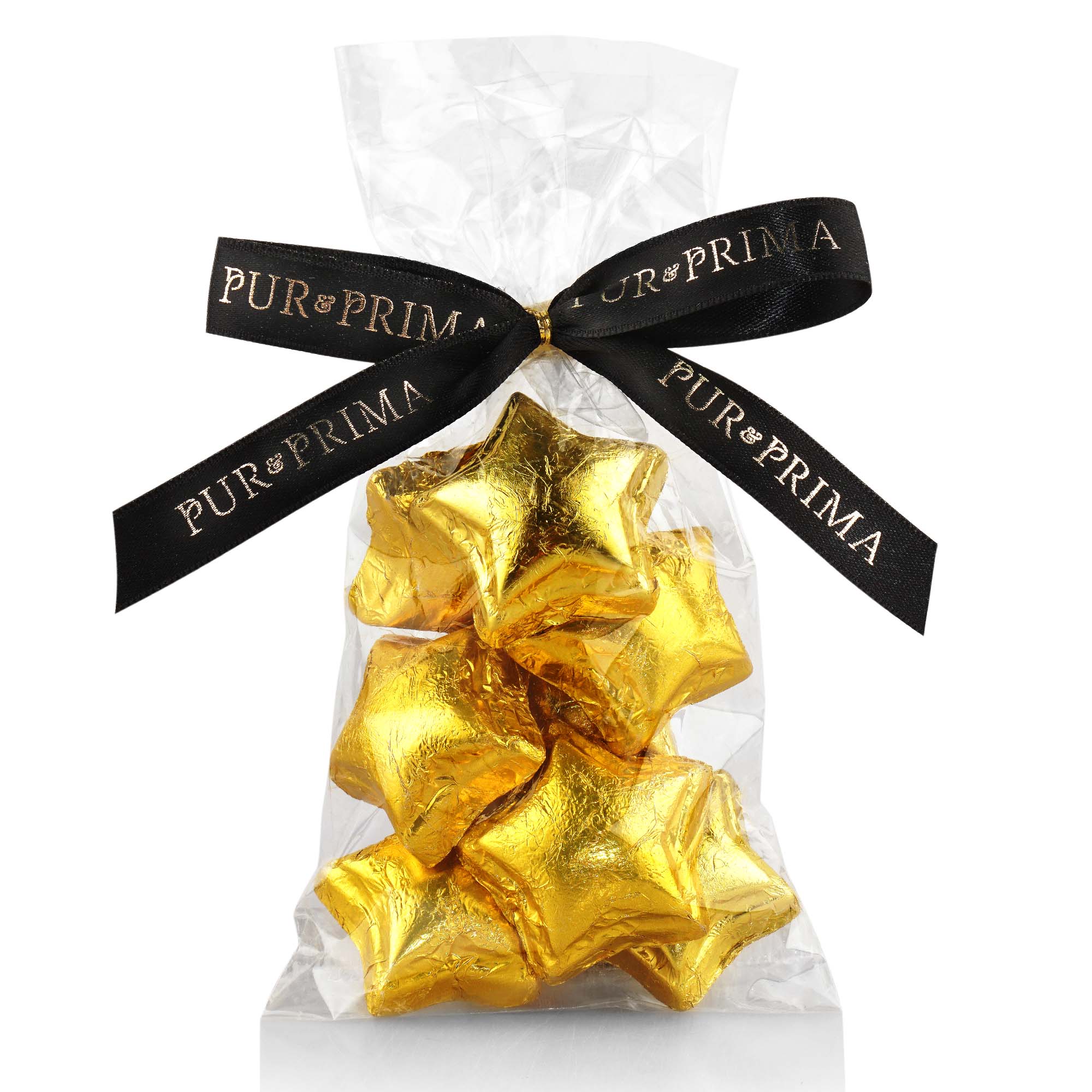Schokoladensternli gefüllt Gold im Säckli 8 Stk, 88g Schokoladensternli gefüllt Gold im Säckli 8 Stk, 88g