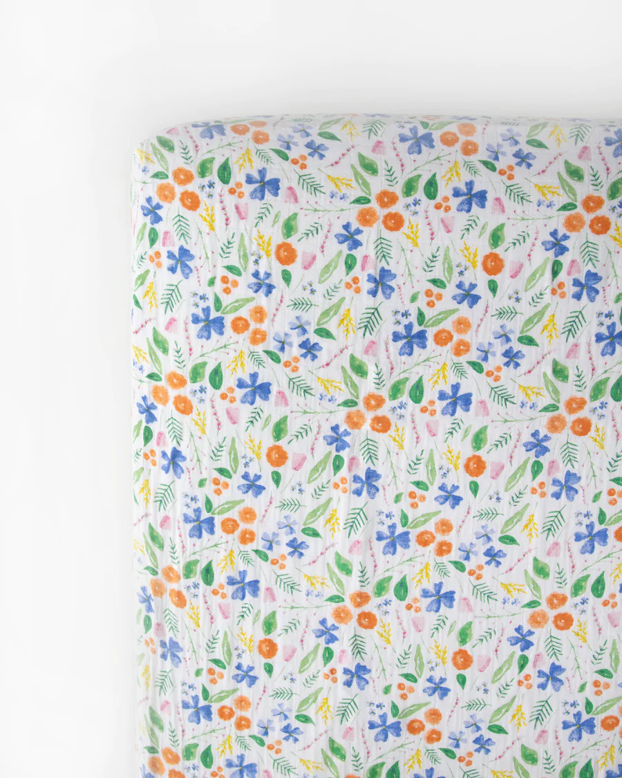 Cotton Muslin Crib Sheet - Mountain Bloom