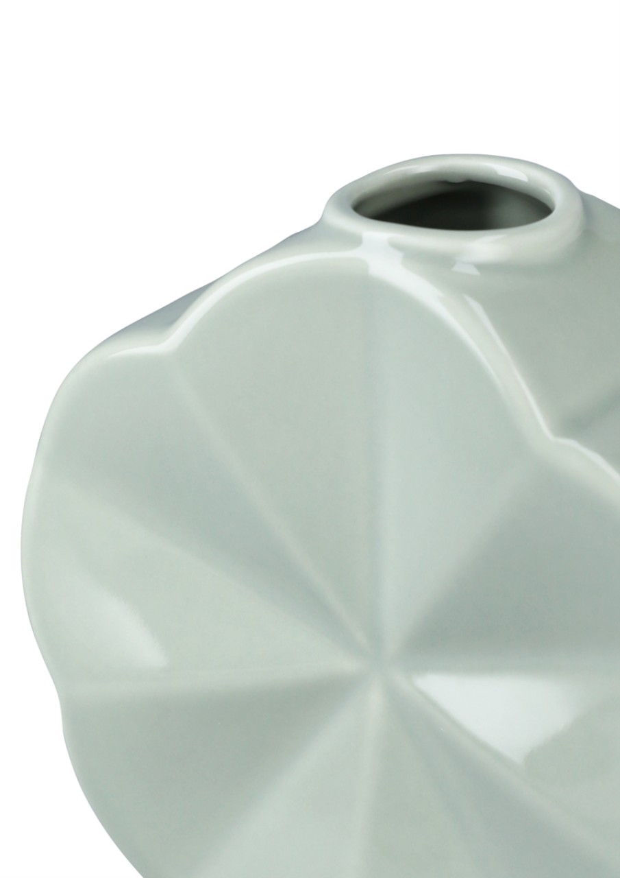 Vase, Keramik, Perlmutt, Mint, Geometrisch