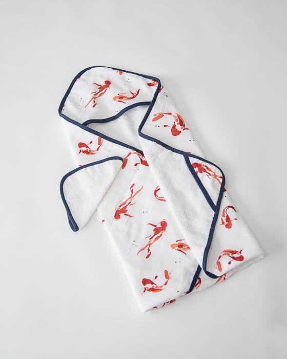 Hooded Towel & Wash Cloth Set -  Fish Pond