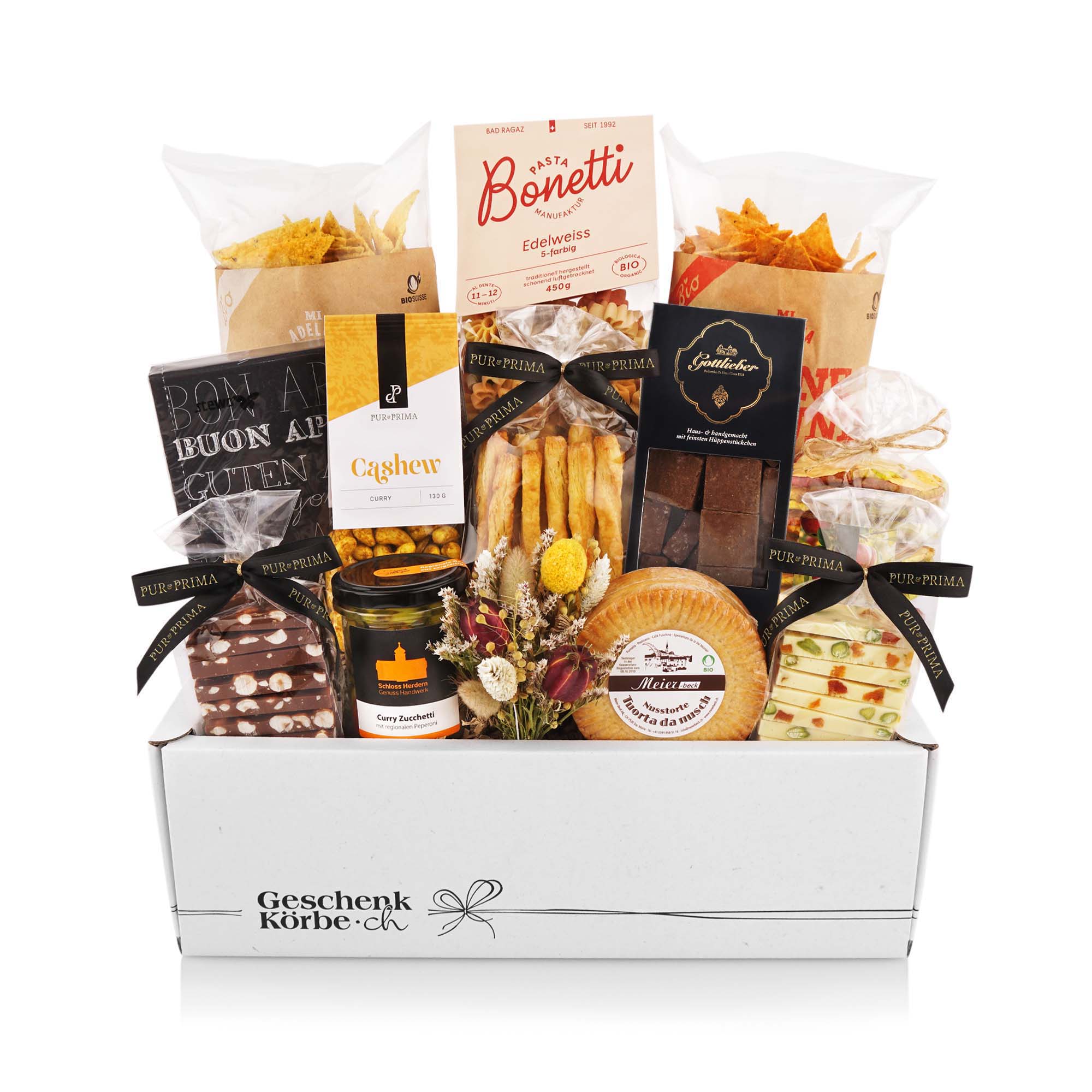 Gourmet-Geschenkkorb, Keksien, Schokolade, Käse, Nussmutschiness