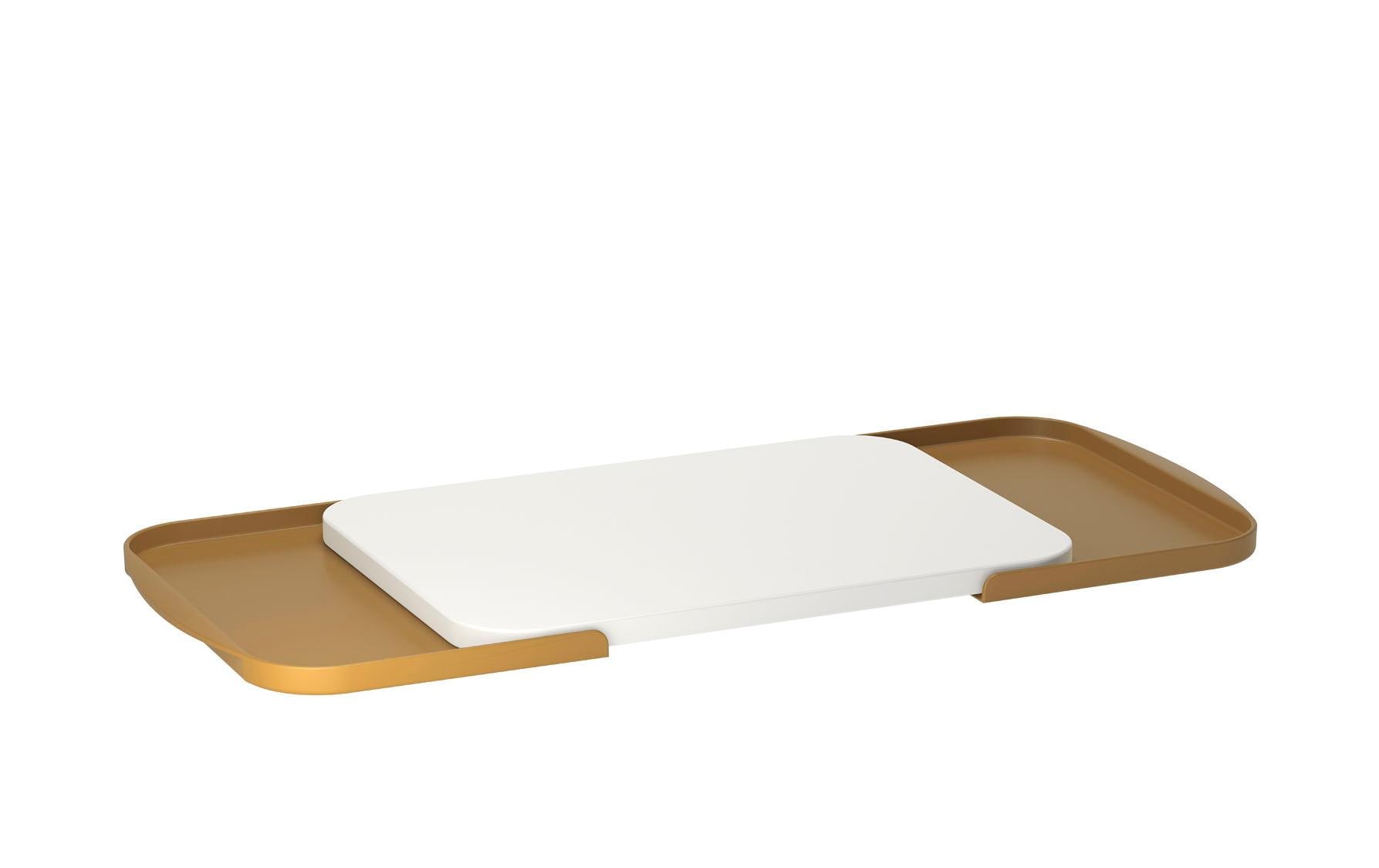 Serviertray, Tablett mit weißem Einsatz, goldfarbener Rand, Zweifarbiger Tablett, rechteckiges Tablett