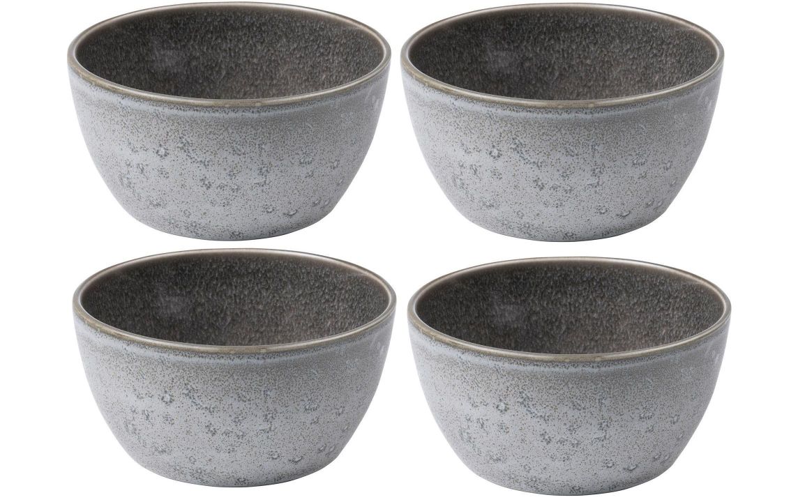 Schale, Porzellan, Graue Schale, 4er-Set, matt-glänzend