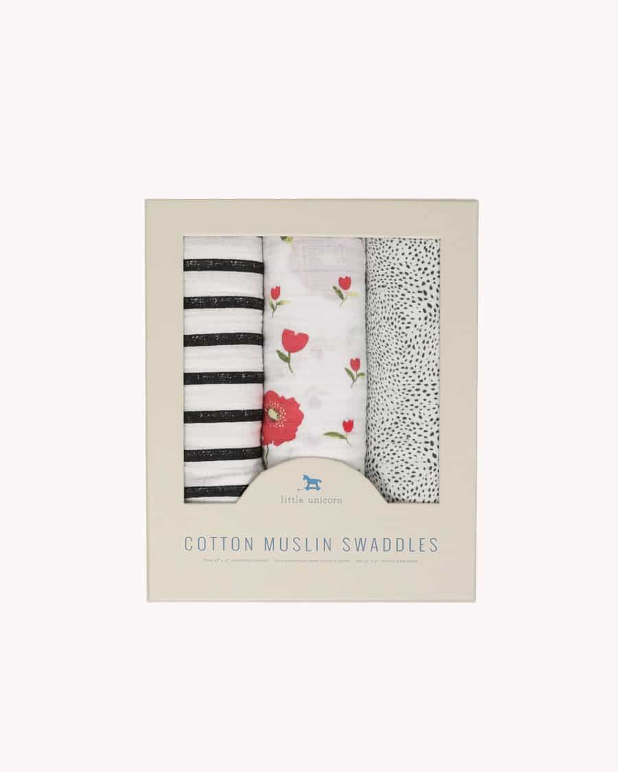 Cotton Muslin Swaddle 3 Pack - Summer Poppy