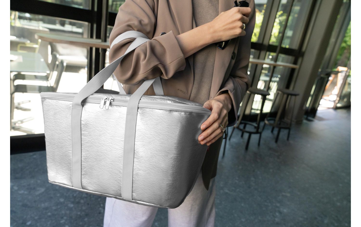 Kühlbox, Isoliertasche, Silber, Tragegriff, Reißverschluss