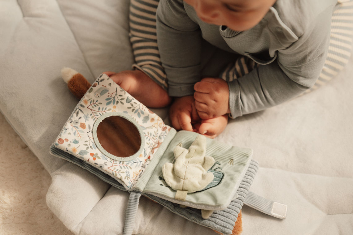 Kuschelkissen, Greifspielzeug,  Babybuch, Holzteil, Tiermotiv