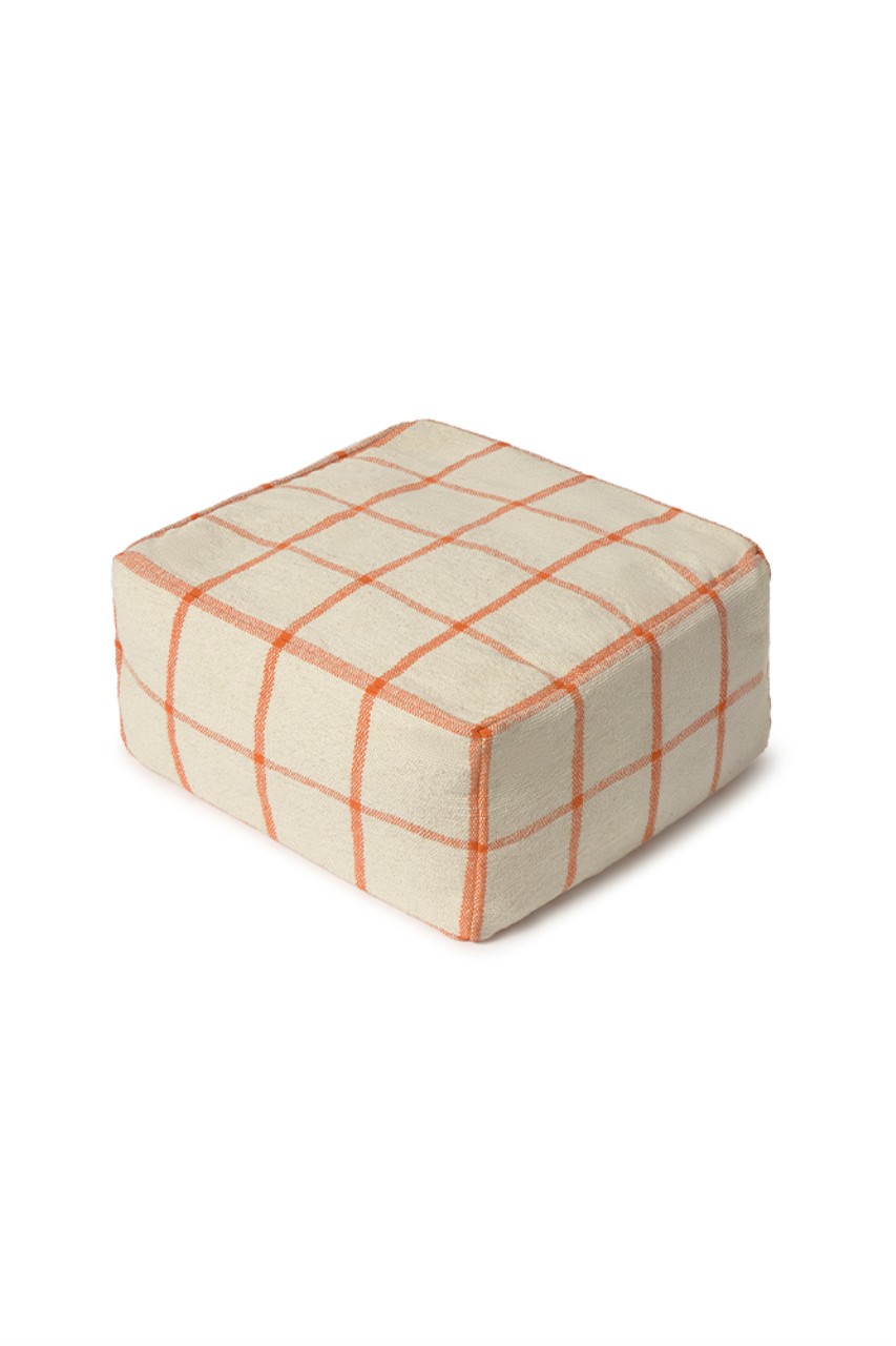 Kissen, Teppichkissen, Gittermuster, Beige, Orange
