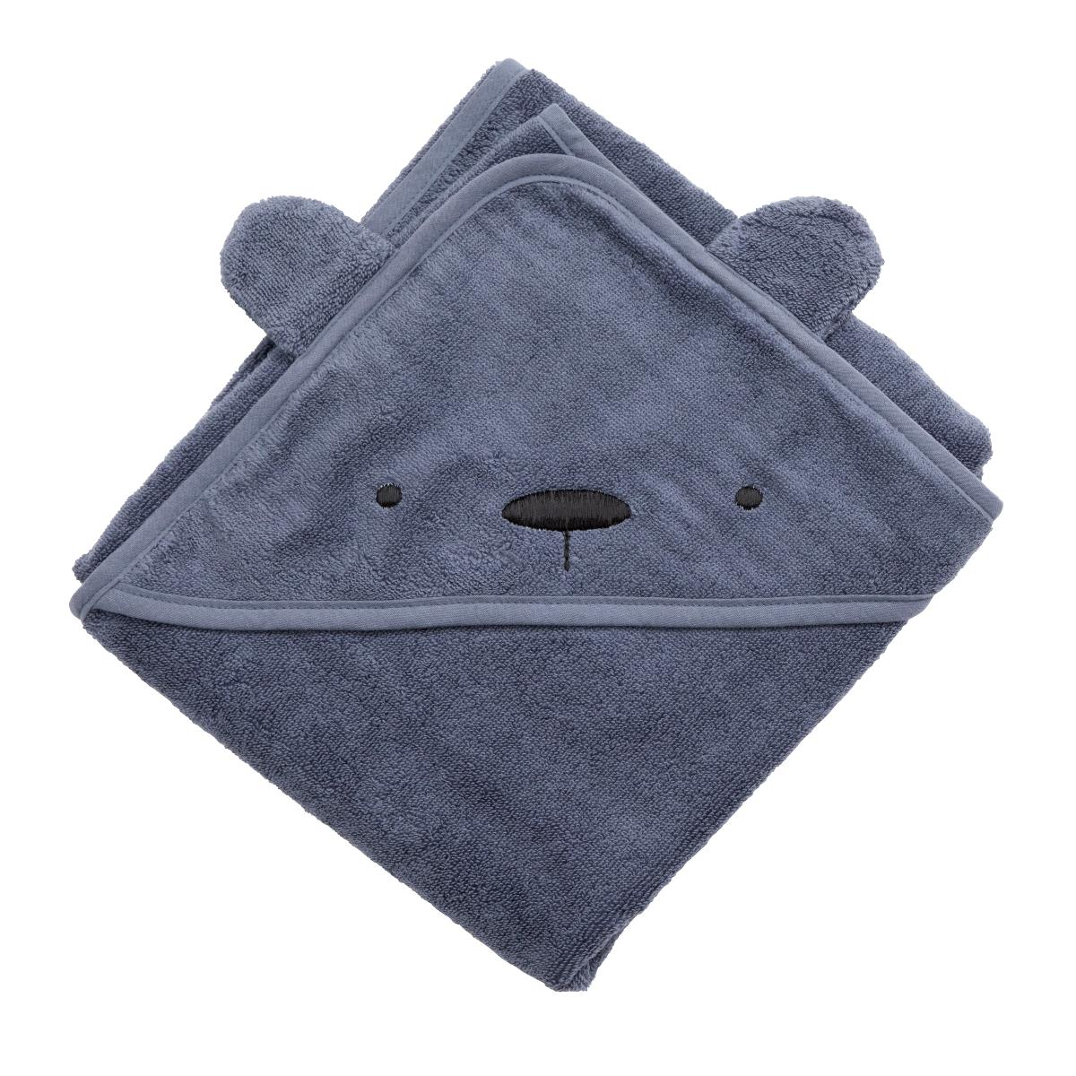 Sebra Kapuzenhandtuch, Milo der Bär, bramble blue