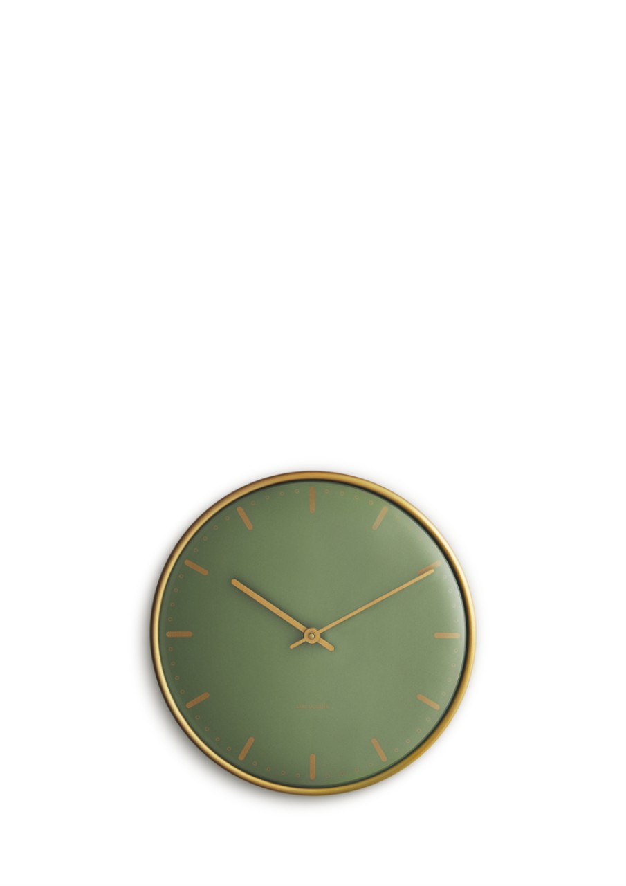 Wanduhr, Wanduhr, Wanduhren, grün, goldenes Gehäuse